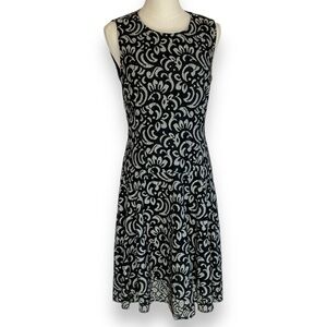 Tommy Hilfiger‎ Dress Lace Black White Grey Floral Midi Sleeveless Size 6